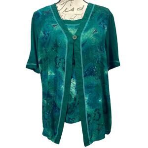 Vintage 90s Women's C.M. Shapes Art to Wear Top w/ Built-In Cami Size Large